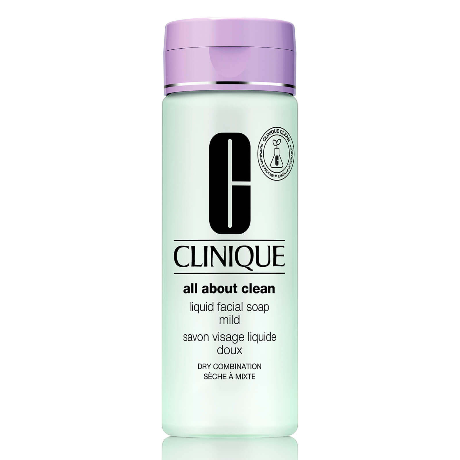 Clinique All About Clean Liquide Facial Soap Mild #Dry Combination 200 ml  เจลคลีนเซอร์ล้างหน้าสำหรับผิวแห้ง แพ็คเก็จใหม่ ทำความสะอาดผิวหน้าได้อย่างอ่อนโยนหมดจด รักษาสมดุลความชึ่มชื้นของผิว ผลัดเซลล์ผิวชั้นนอก ให้ผิวนุ่มนวลสุขภาพดี